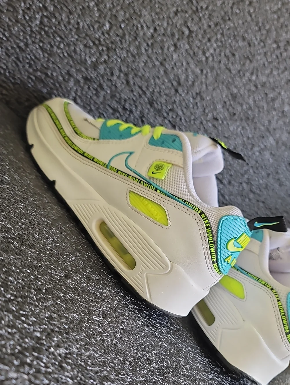 Nike Air Max 90 SE 🔥🔥 'Worldwide Pack-Blue Fury Volt' Wmns 6.5 Fast Shipping